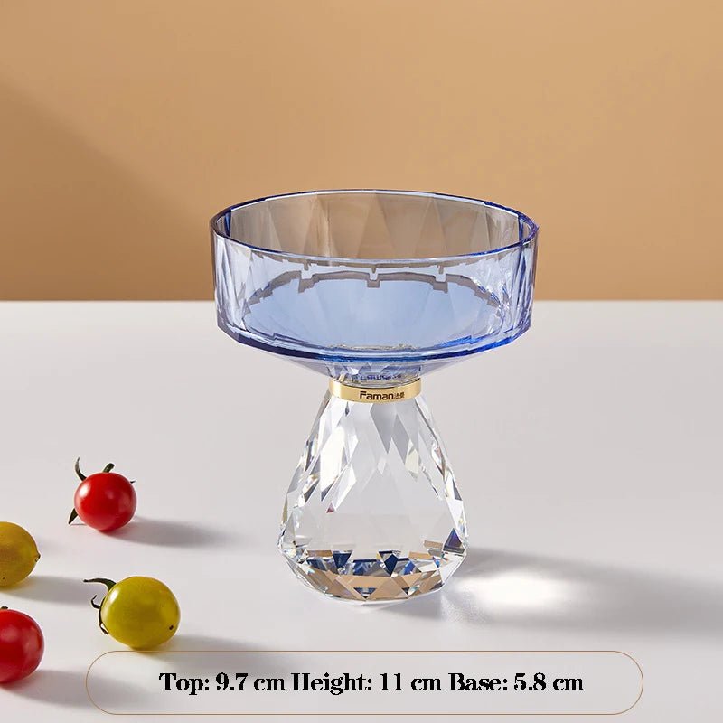 Plato de fruta de cristal transparente, bandeja con pedestal de lujo ligero para aperitivos y postres, bandeja de almacenamiento para entrada, plato decorativo para el hogar