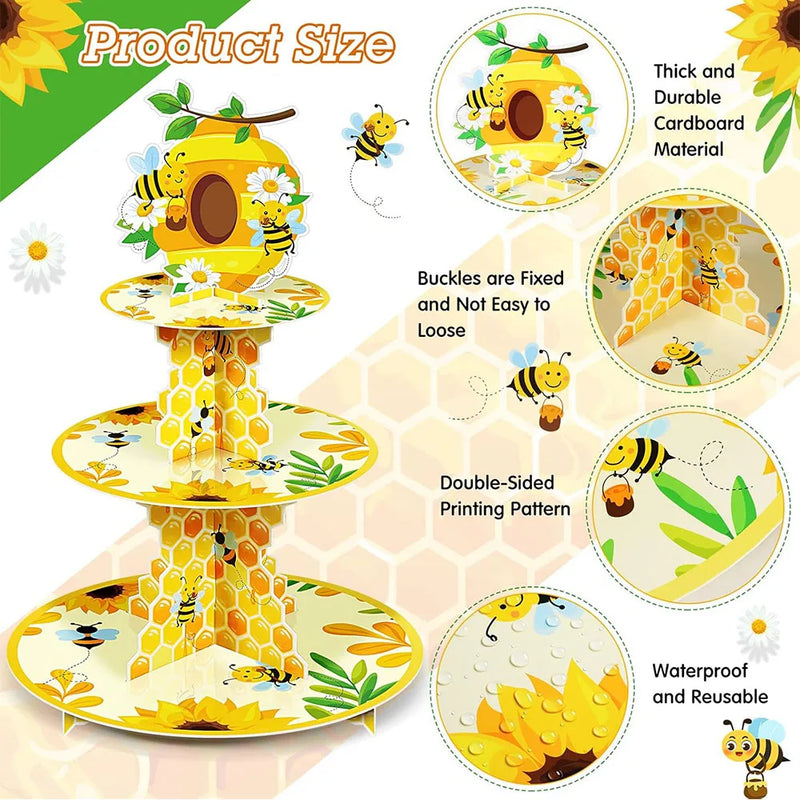 Présentoir Cupcakes Carton Abeille Fête
