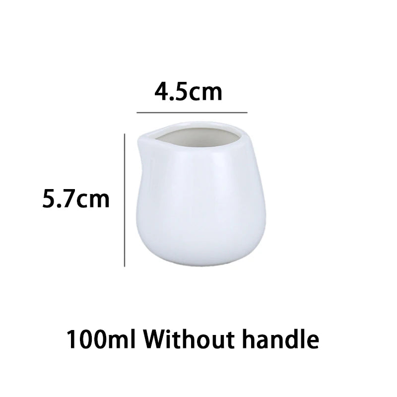 Jarra de leche de cerámica YWDL de 50/100/220 ml para café espresso, crema, cocina, salsa, taza de servicio, jarra resistente al calor, blanca
