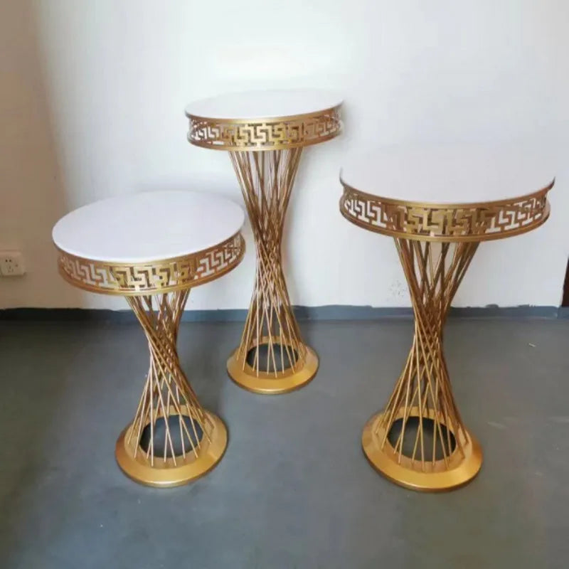 Colonne Cylindre Métal Doré Mariage