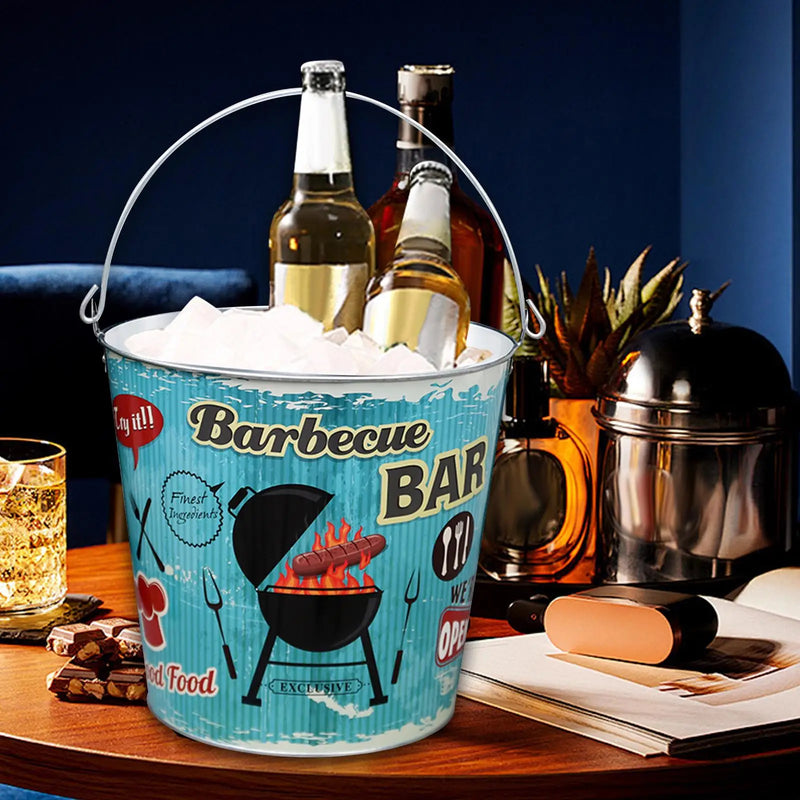 Tina enfriadora de bebidas, cubeta para hielo, cubeta redonda para vino, recipiente enfriador de bebidas para botellas de cerveza, botellas de champán, fiestas, hogar, pub