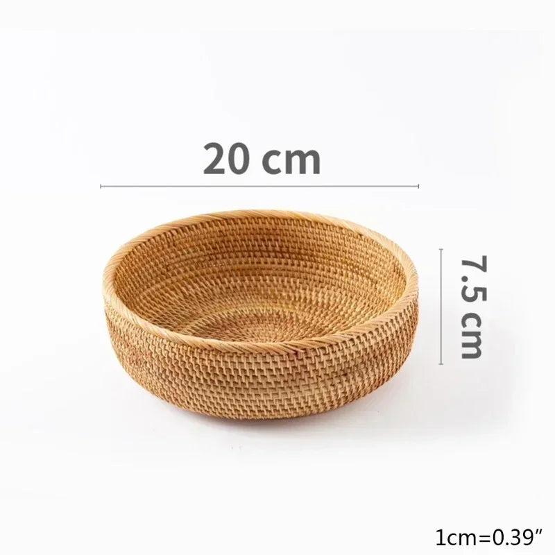 Nueva cesta de almacenamiento tejida a mano, bandeja de almacenamiento de ratán, cesta de mimbre, cesta para pan, frutas, desayuno, té, picnic, cesta de almacenamiento para cocina