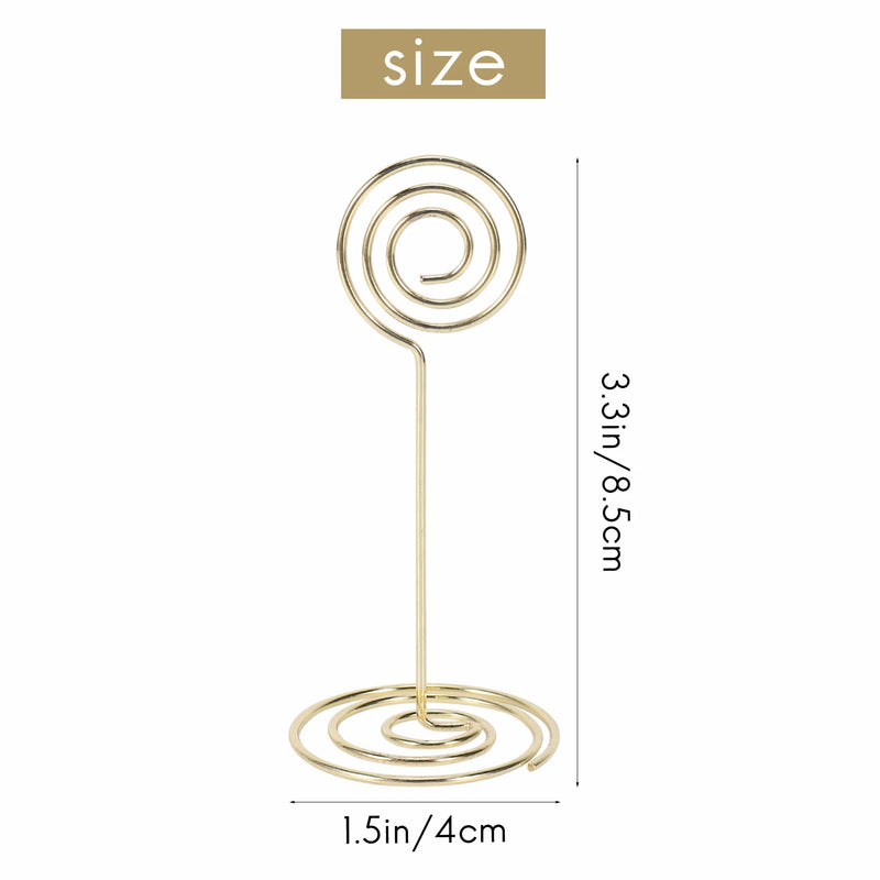Paquete de 12 soportes para números de mesa, tarjeteros para fotos, clips para menús de papel, forma circular (dorado)