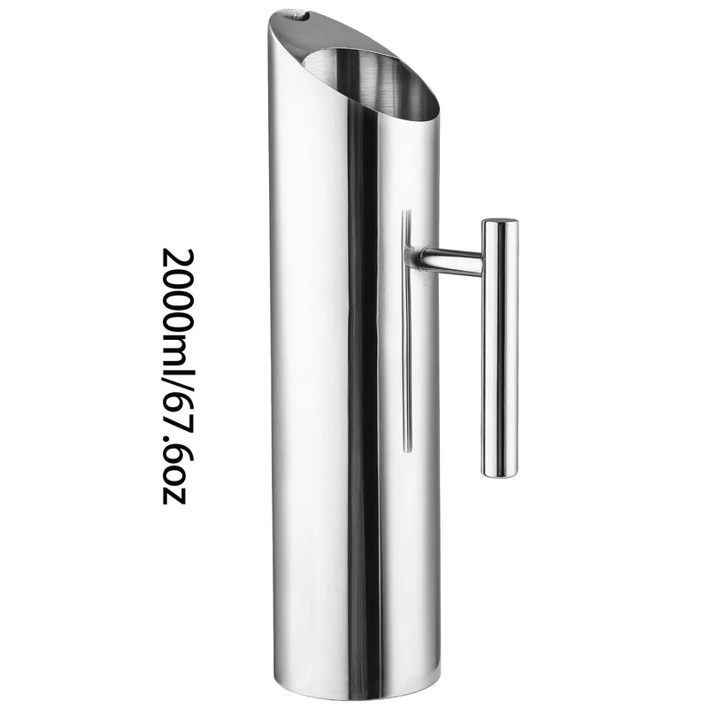 Jarra de agua de acero inoxidable con protector contra salpicaduras, jarra de metal moderna de grado alimenticio para bebidas frías/calientes, mango con aislamiento térmico