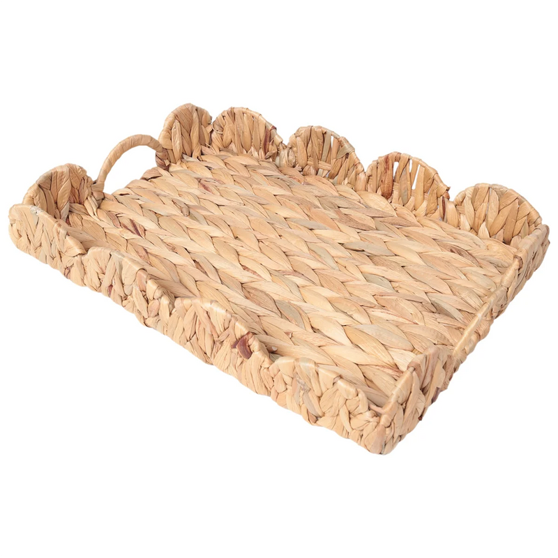 ¡Sorprendente! Bandeja rectangular con borde festoneado, bandeja rectangular con asas integradas, bandeja decorativa para mesa de centro