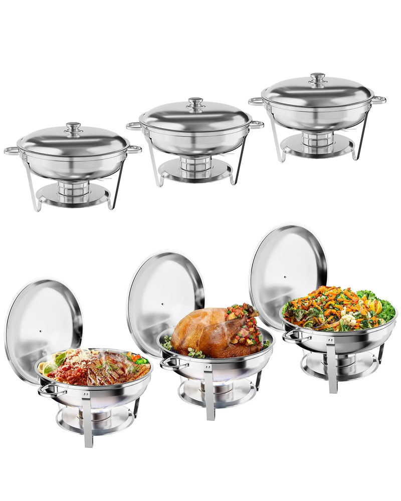 Chauffe-Plat Rond Inox Complet en Lot Traiteur
