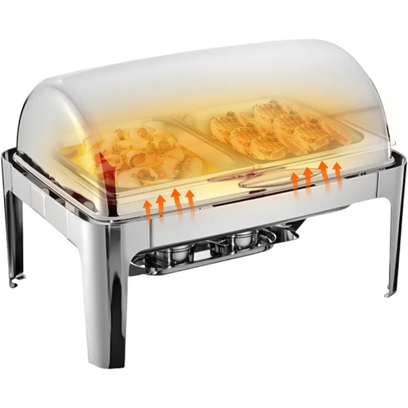 Chauffe-Plat Roll Top Inox Grande Capacité Buffet