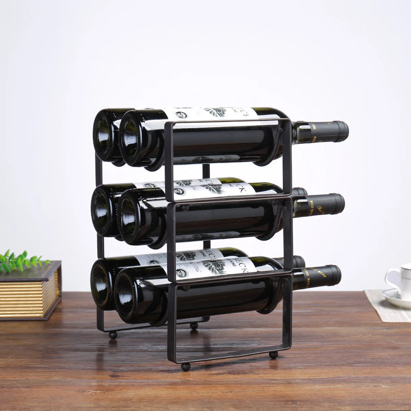 1UD Soporte creativo vintage de alambre para vino, estante de exhibición de vino, soporte de almacenamiento para botellas, accesorio para el hogar, capacidad para 2-5 botellas, estante para vino