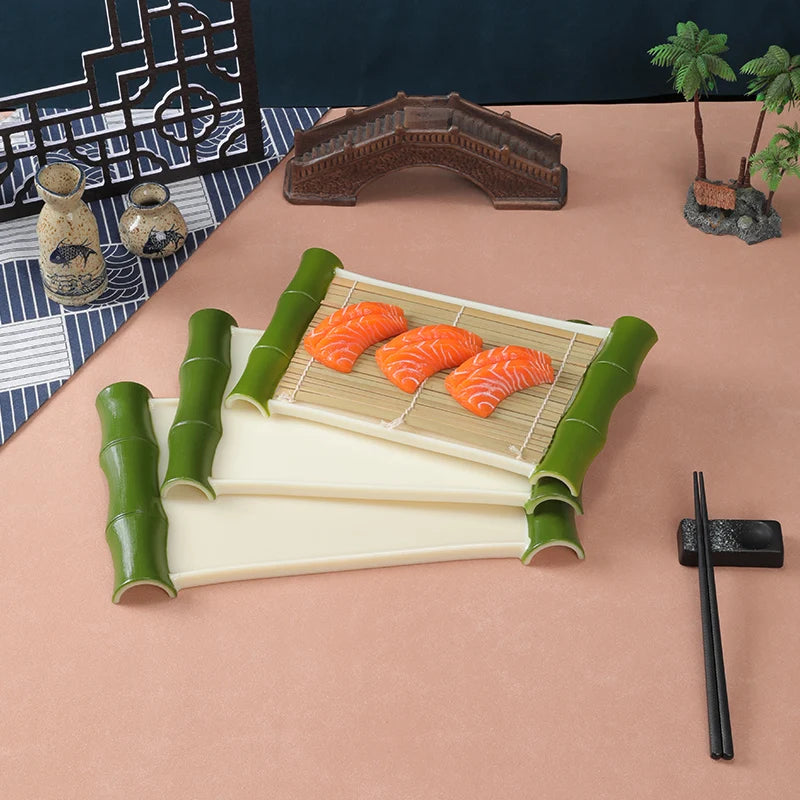 Plato creativo para hot pot japonés, plato de esterilla de bambú, plato para sashimi, vajilla comercial para restaurante de sushi