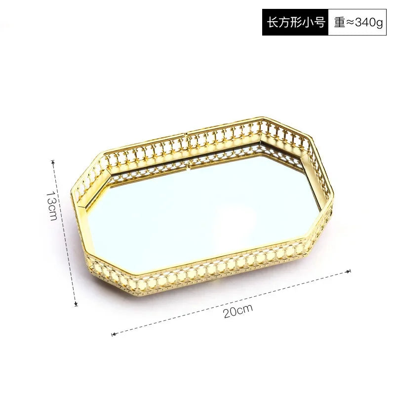 Plateau Miroir Doré Fer Forgé