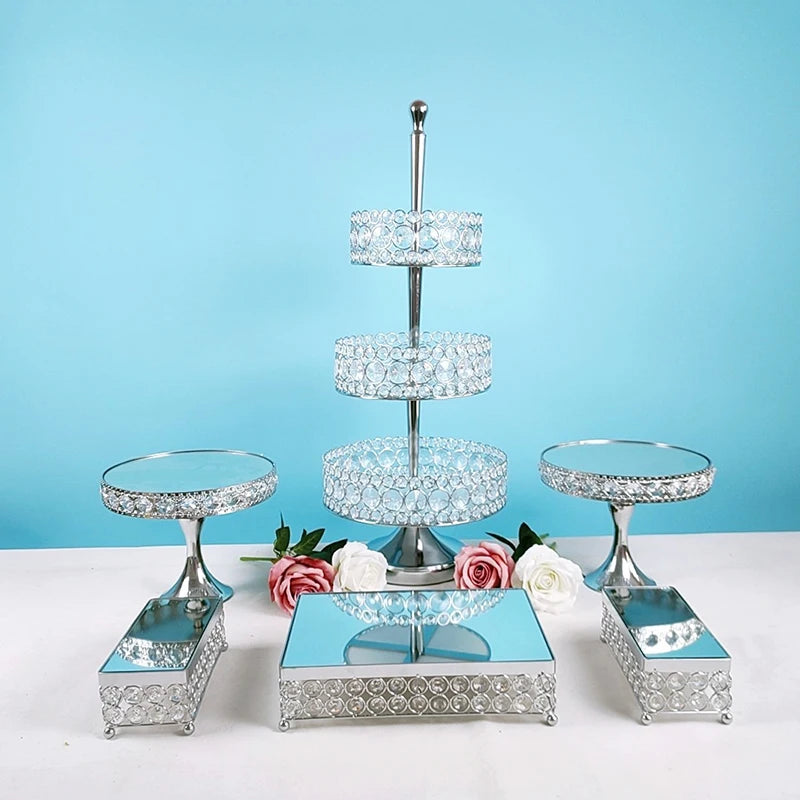Présentoir Gâteaux Miroir Doré Mariage