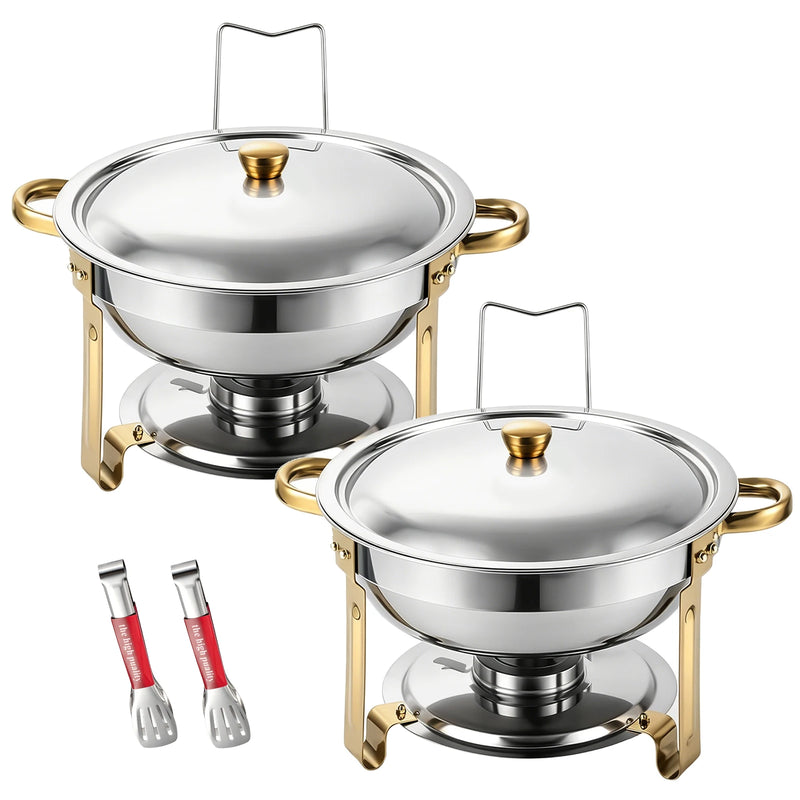 Chauffe-Plat Rond Inox 4,5 L Lot avec Pinces