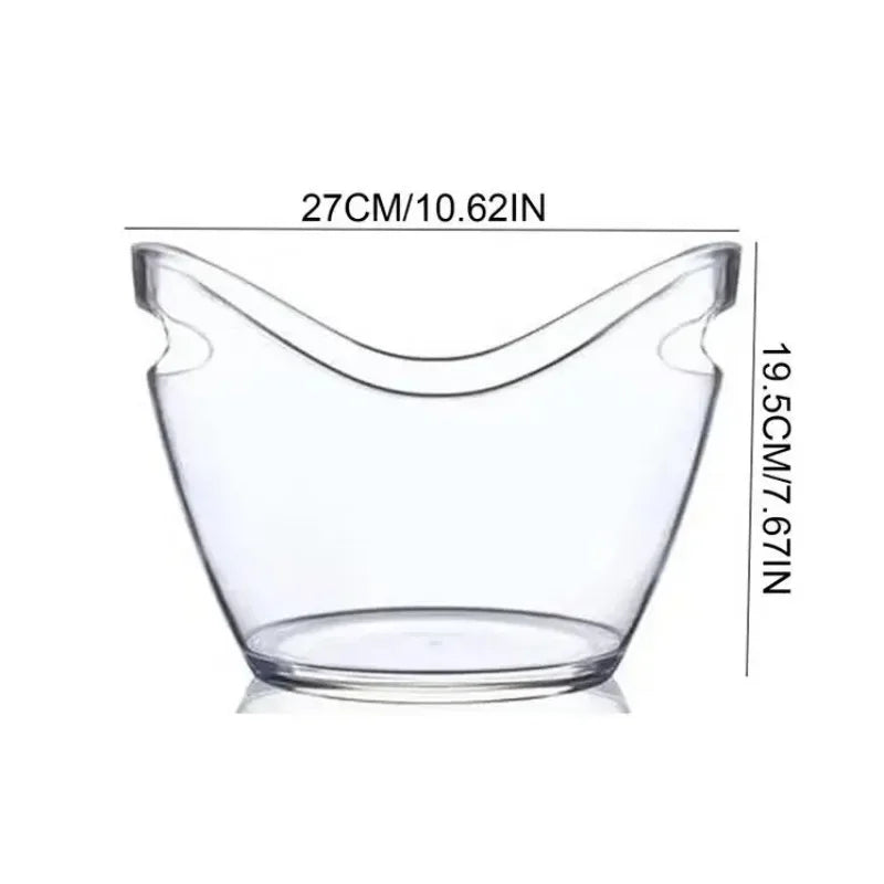 Cubo de hielo transparente de 4L, tina para bebidas con asa, enfriador grande para vino, champán, artículos de bar, enfriador de cerveza y vino para la familia