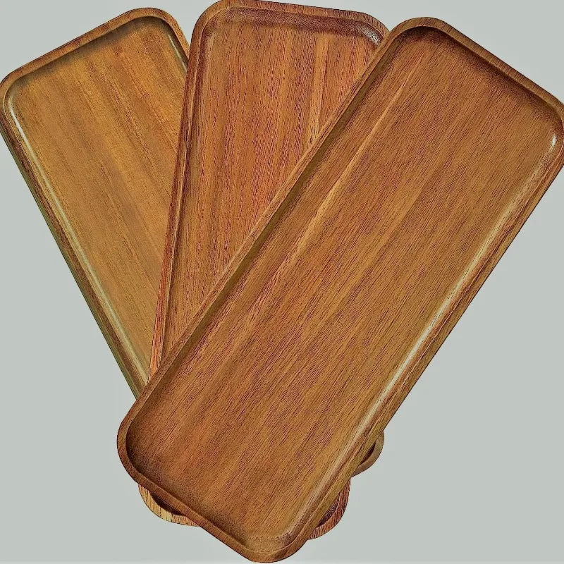 Bandeja decorativa de madera de acacia estilo Wabi Sabi, bandeja ovalada de madera natural para decoración de mesa, organizador pequeño