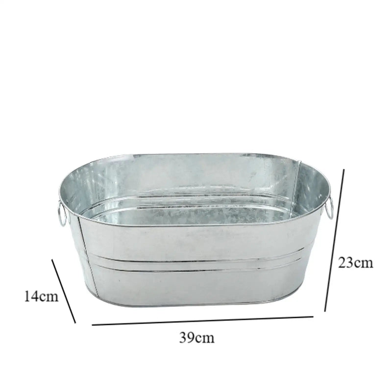 Cubo de hielo galvanizado portátil para fiestas, estaño con asa, rústico, cerveza