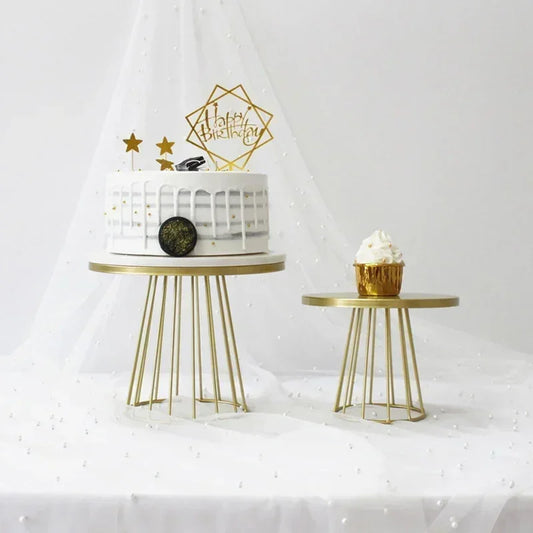 Présentoir Gâteau Métal Doré Mariage