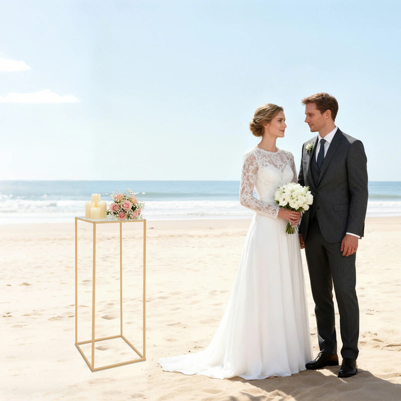 Présentoir Fleurs Doré Mariage Allée