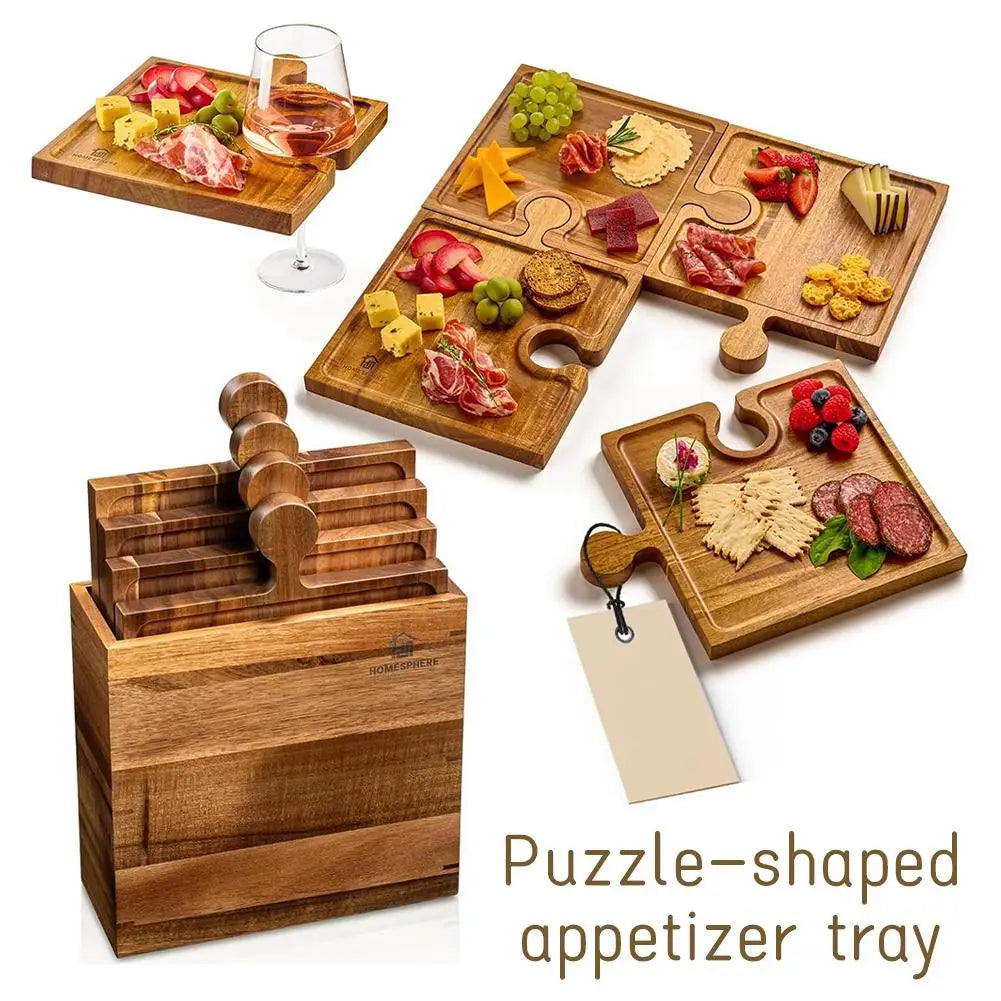 Plateau Bois Puzzle 4 Pièces Buffet Réception