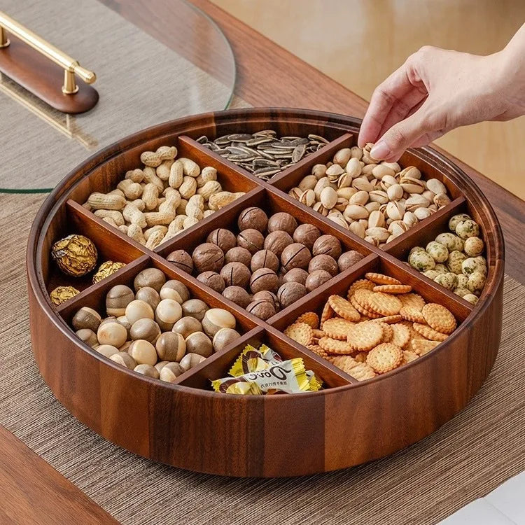 Caja de almacenamiento para frutas, plato para semillas de melón, caja de almacenamiento de frutos secos para el hogar, caja para frutos secos, organizador de armario con cuadrícula de nueve espacios de estilo chino