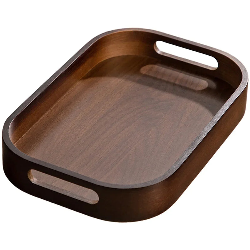 Bandeja de té de madera con asas, plato multiusos para servir aperitivos, frutas, café, bandeja de madera para el desayuno