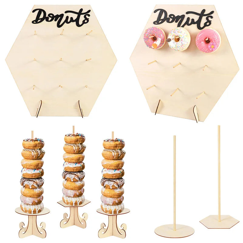 Panneau Mural Présentoir Donuts Bois