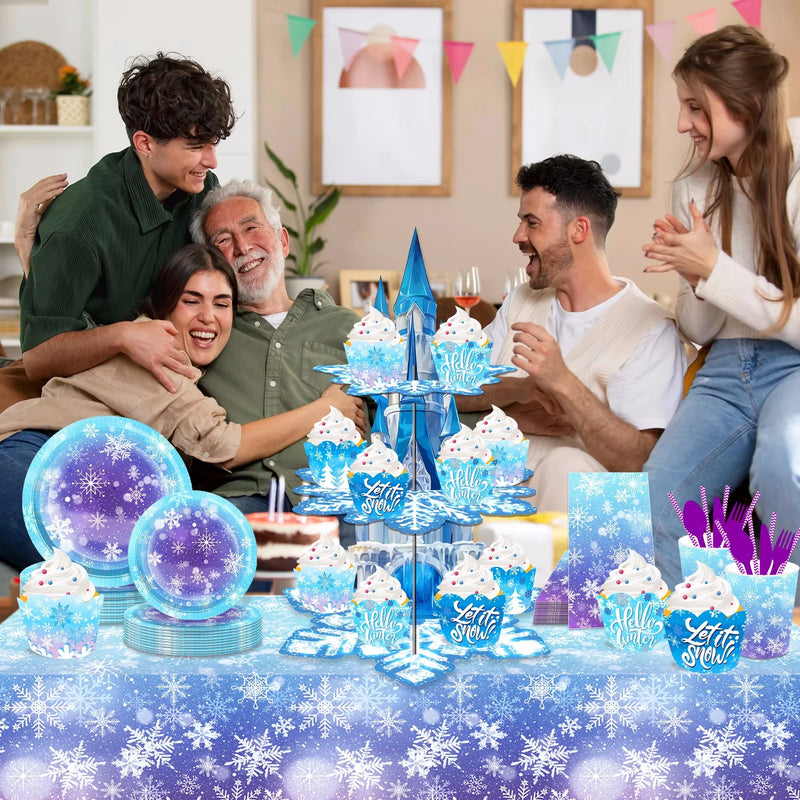 Présentoir Gâteaux Château Flocons 3 Étages