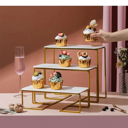 Présentoir Cupcake Doré Métal Élégant