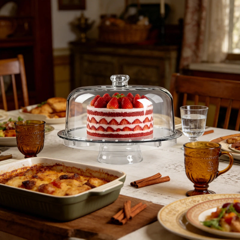 Présentoir Gâteau avec Cloche Transparente