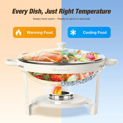 Chauffe-Plat Blanc 5QT Couvercle Verre Buffet Pro