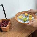 Plateau Rotin Céramique Fruits Gâteau