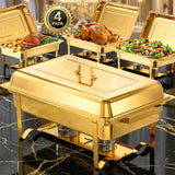 Chauffe-Plat Buffet Carré Doré 10L Lot 4 Pièces – mise en situation buffet de mariage