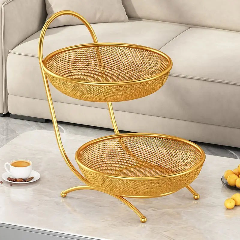 Cesta de almacenamiento de aperitivos y bandeja de frutas, estilo hogar de lujo ligero, para mesa de centro de sala de estar, caja multicapa para frutas, frutos secos y aperitivos.