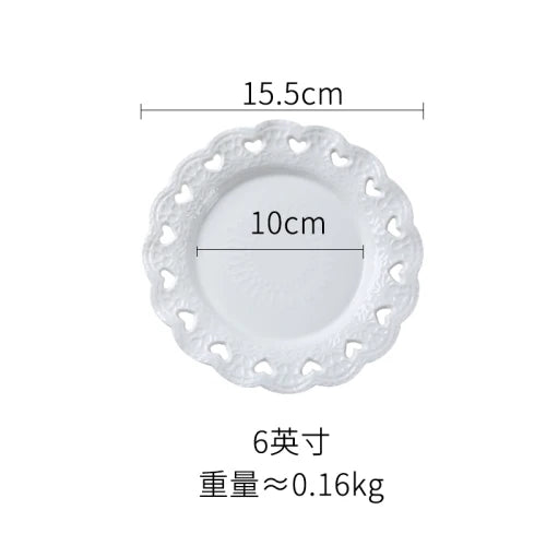 Plato de postre con forma de corazón de estilo europeo, plato para dim sum, plato para carne de estilo occidental, vajilla de cerámica para el hogar, artículos de cocina