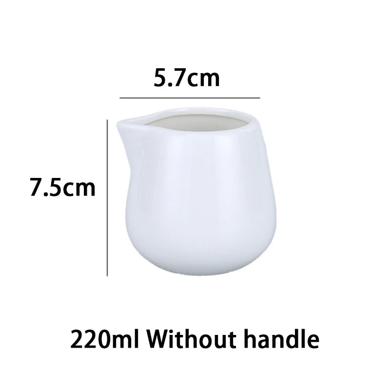 Jarra de leche de cerámica YWDL de 50/100/220 ml para café espresso, crema, cocina, salsa, taza de servicio, jarra resistente al calor, blanca