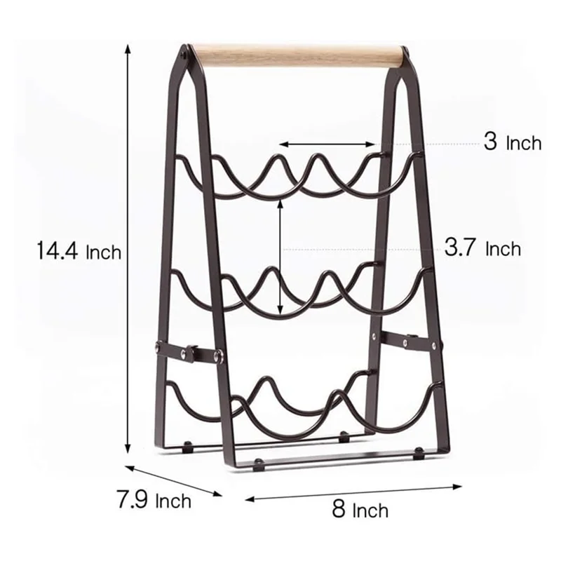 FLYY-Botellero, estante de madera independiente para 6 botellas, soporte de 3 niveles para mesa de bar en casa, cocina