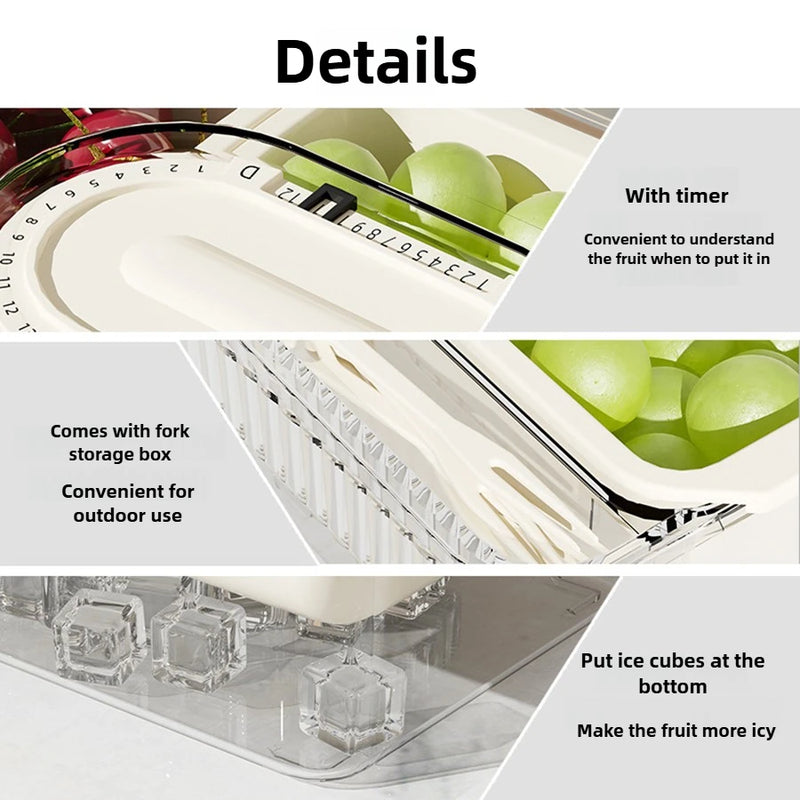Organizador de condimentos refrigerado con 5 recipientes, servidor de frutas con tapas, bandeja para servir con compartimentos extraíbles