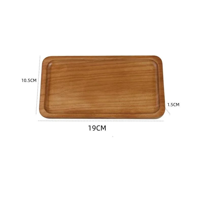 Bandeja rectangular de madera natural, plato para frutas, aperitivos, bandeja de almacenamiento de alimentos, bandeja de servicio para hotel u hogar, suministros de decoración