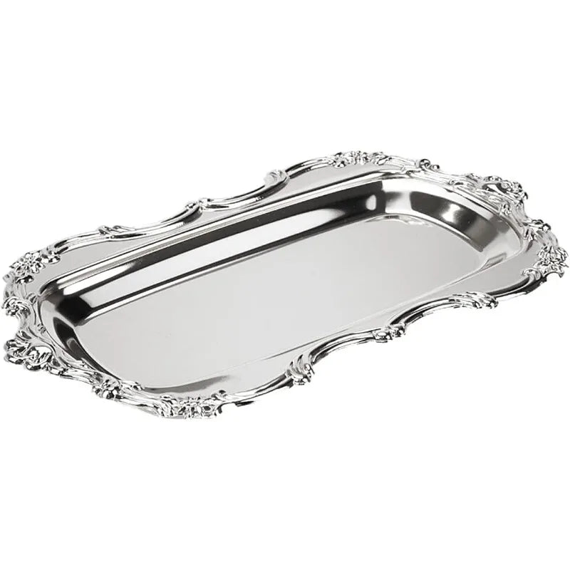 Bandeja de servicio vintage de plata, multifuncional para té, postres o joyas, ideal para bodas y fiestas