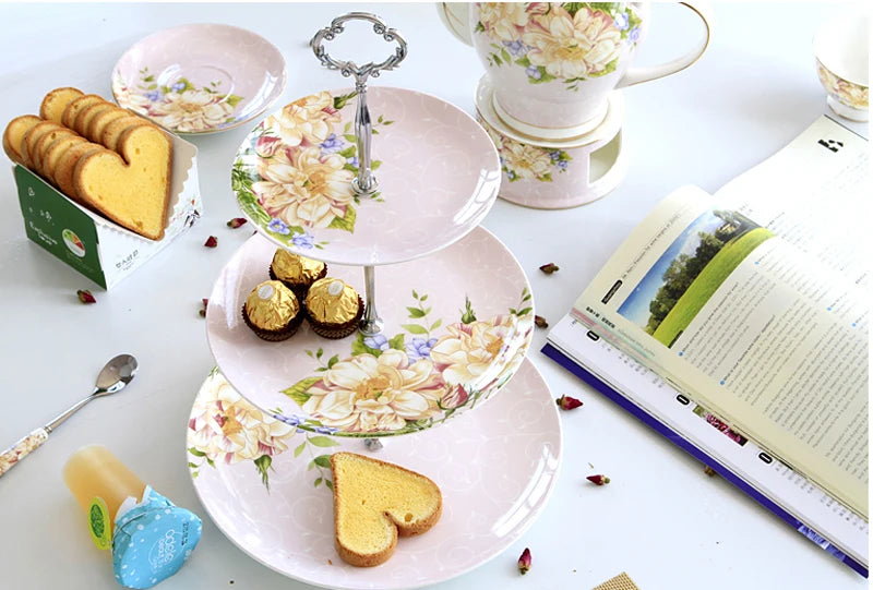 Présentoir Gâteau Porcelaine Floral