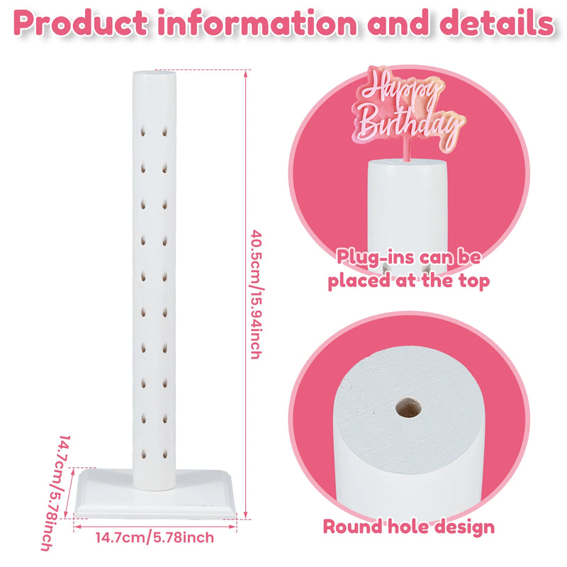 Soporte de madera para 60 piruletas, expositor de piruletas, soporte decorativo para mesa de dulces para baby showers, aniversarios y fiestas