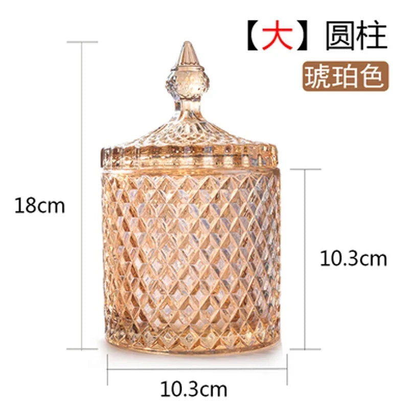 Copa de cristal para dulces, estilo europeo creativo con tapa, tarro para dulces, bandeja, cubo para dulces, tarro de almacenamiento, decoración creativa para sala de estar