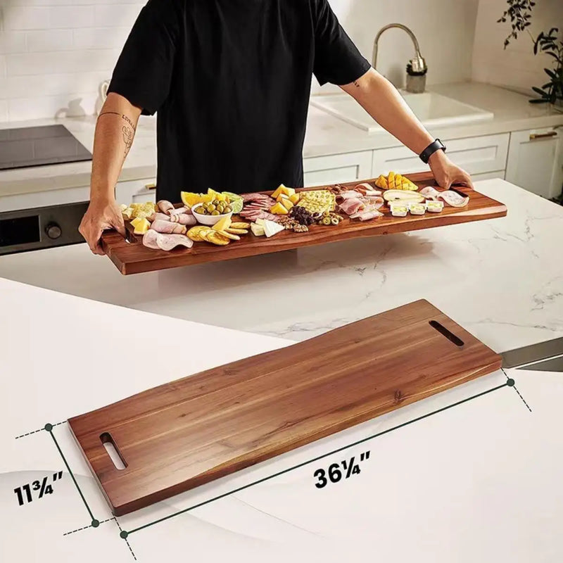 Tabla de embutidos grande de 36 pulgadas, bandeja para servir extralarga, plato de madera para comida, para comedor, hogar, camping, sala de estar, exhibición de frutas
