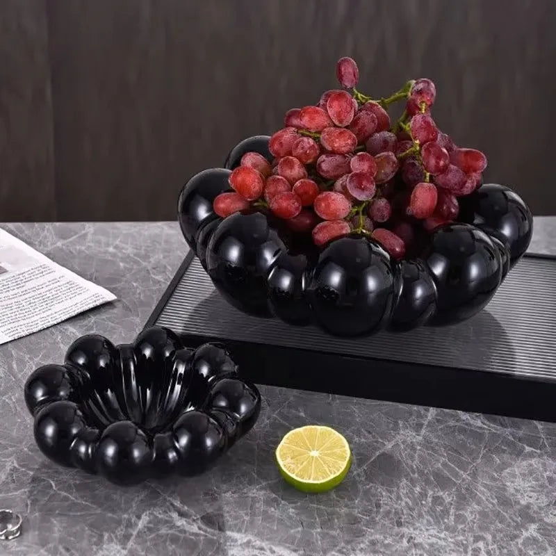Frutero de cerámica, arte abstracto, caja de almacenamiento para dulces, snacks y frutos secos, bandeja organizadora de joyas y cosméticos para dormitorio, hermoso adorno de interior