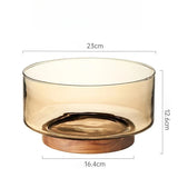Coupe Fruits Bois Acacia Verre