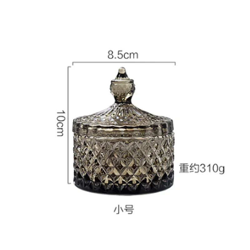 Copa de cristal para dulces, estilo europeo creativo con tapa, tarro para dulces, bandeja, cubo para dulces, tarro de almacenamiento, decoración creativa para sala de estar
