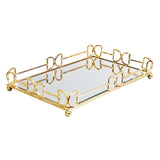 Plateau Miroir Doré Élégant