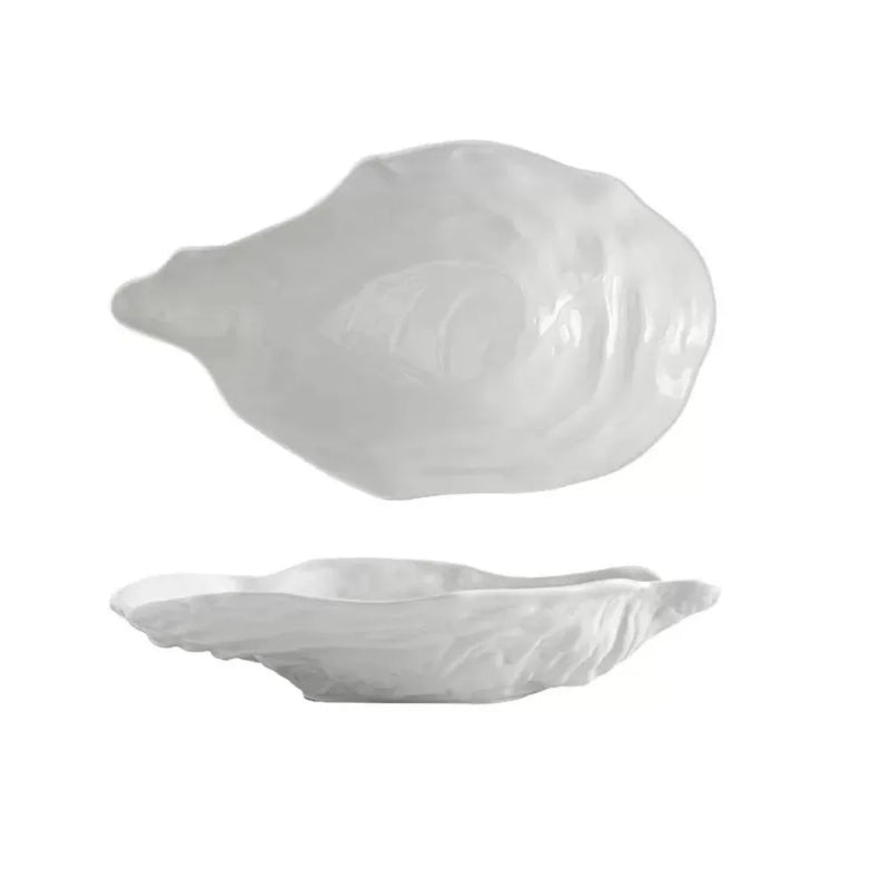 Plato de cerámica para sashimi, vajilla con forma de concha de ostra, plato de almacenamiento creativo, plato de ensalada multifuncional reutilizable para frutas
