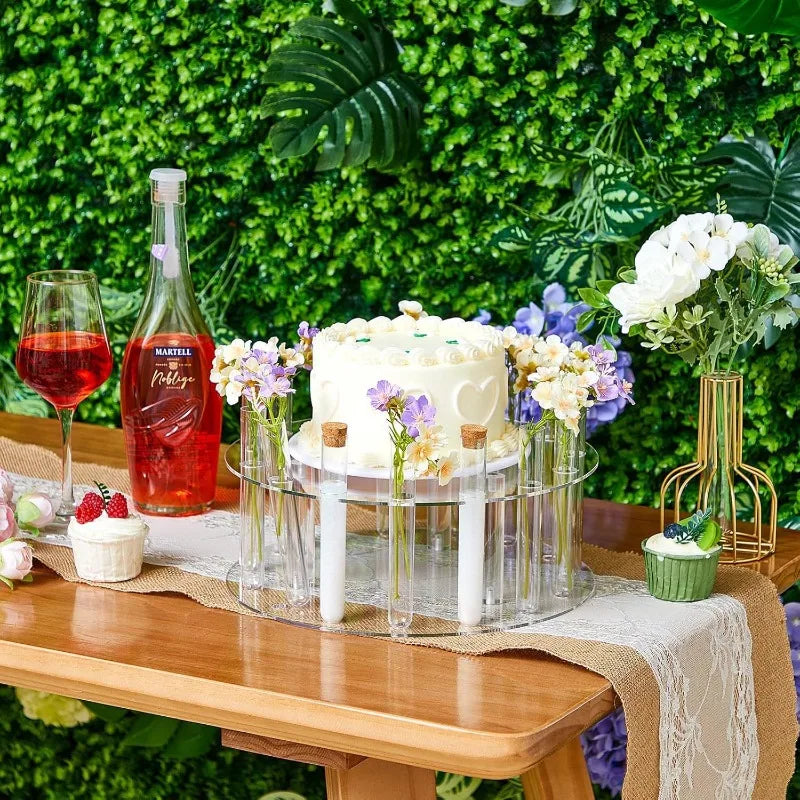 Présentoir Gâteau Mariage Acrylique Porte-Fleurs Rond