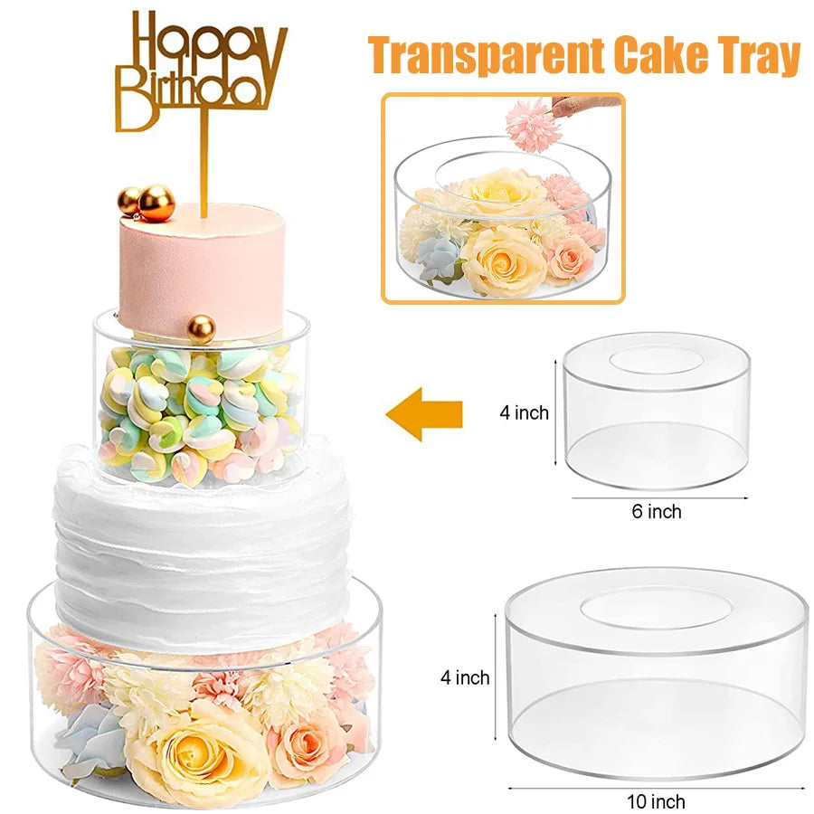 Présentoir Gâteau Acrylique Rond Socle Transparent