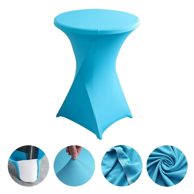 Mantel elástico para decoración de bodas, funda para mesa de cóctel, licra elástica, mesa alta, hotel, fiesta de cumpleaños, varios colores